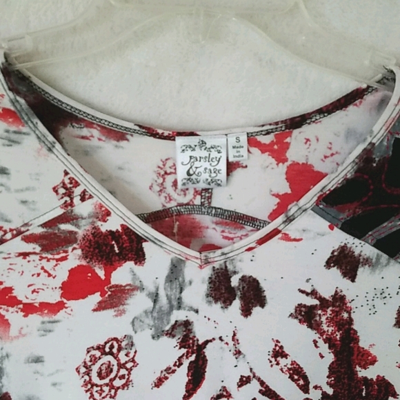 NWT Parsley & Sage 3/4 Tunic - Ivory/Red/Blk/Gray - Picture 6 of 7